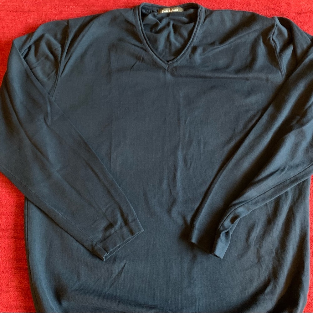 Emile Lafaurie Men V-neck Sweater in Navy Sz XXL Made in Italy
